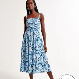 Abercrombie & Fitch Emerson Poplin Blue Midi Dress